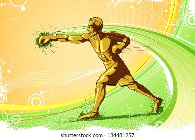 easy to edit vector illustration of boxer punching on abstract background