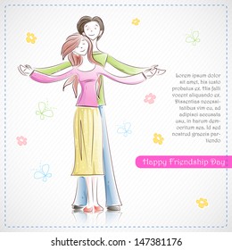 easy to edit vector illustration of boy and girl celebrating friendship day