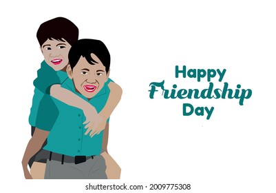 Easy to edit vector illustration of boys celebrating Friendship Day