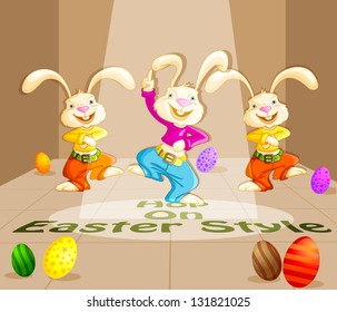 easy to edit vector illustration of bunny hopping on Easter