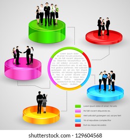 easy to edit vector illustration of business people standing over business graph
