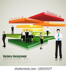 easy to edit vector illustration of business team standing on colorful slab