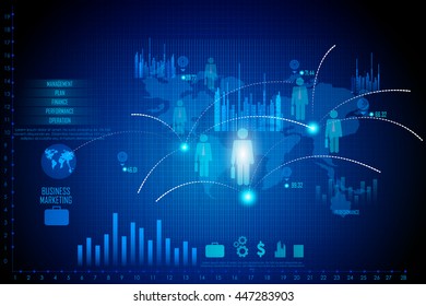 easy to edit vector illustration of Business Financial Graph Chart Diagram technology background