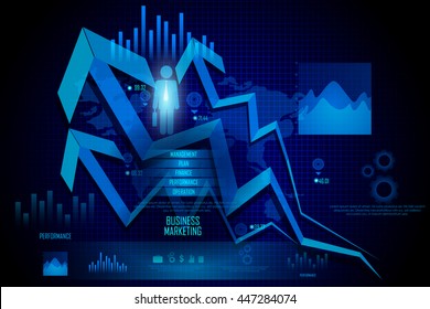 easy to edit vector illustration of Business Financial Graph Chart Diagram technology background