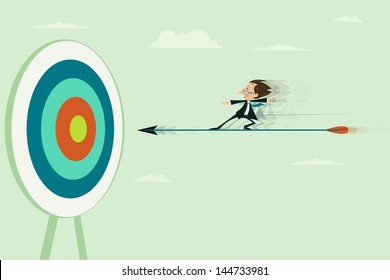 easy to edit vector illustration of businessman riding on dart