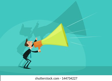 easy to edit vector illustration of businessman announcing through megaphone