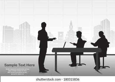 easy to edit vector illustration of businessman giving presentation