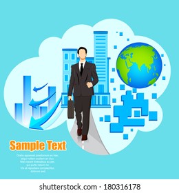 easy to edit vector illustration of businessman walking