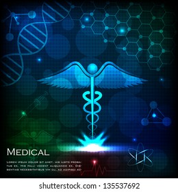 easy to edit vector illustration of caduceus on medical background