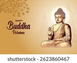 
easy to edit vector illustration of celebration of Buddha Purnima festival of Buddhist

