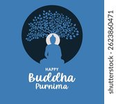 
easy to edit vector illustration of celebration of Buddha Purnima festival of Buddhist
