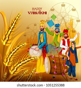 easy to edit vector illustration of celebration of Punjabi festival Vaisakhi background