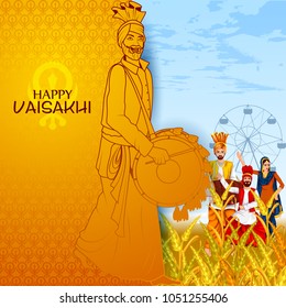 leicht zu bearbeiten Vektorillustration Illustration der Feier des Punjabi-Festivals Vaisakhi Hintergrund
