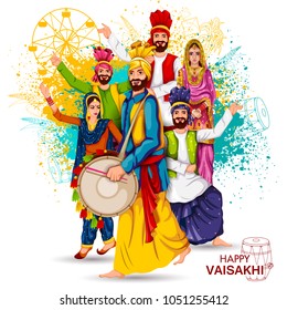 leicht zu bearbeiten Vektorgrafik der Feier des Punjabi-Festivals Vaisakhi Hintergrund