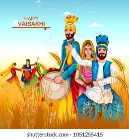 easy to edit vector illustration of celebration of Punjabi festival Vaisakhi background