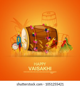 easy to edit vector illustration of celebration of Punjabi festival Vaisakhi background