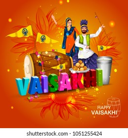 easy to edit vector illustration of celebration of Punjabi festival Vaisakhi background