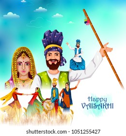 easy to edit vector illustration of celebration of Punjabi festival Vaisakhi background