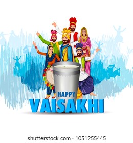fácil de editar ilustración vectorial de la celebración del festival panyabí Vaisakhi fondo