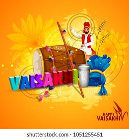 easy to edit vector illustration of celebration of Punjabi festival Vaisakhi background