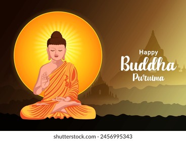 Fácil de editar Ilustración vectorial de la celebración de Buda Purnima festival de Budismo