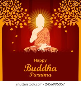 easy to edit vector illustration of celebration of Buddha Purnima festival of Buddhist