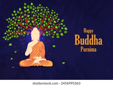 easy to edit vector illustration of celebration of Buddha Purnima festival of Buddhist