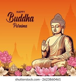 
fácil de editar ilustração vetorial de celebração de Buda Purnima festival de budista
