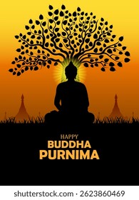 
fácil de editar Ilustración vectorial de la celebración del festival budista Buddha Purnima
