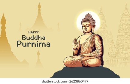 
fácil de editar Ilustración vectorial de la celebración del festival budista Buddha Purnima
