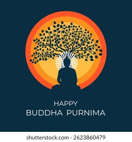 
easy to edit vector illustration of celebration of Buddha Purnima festival of Buddhist

