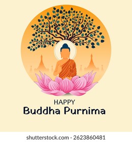 
fácil de editar Ilustración vectorial de la celebración del festival budista Buddha Purnima
