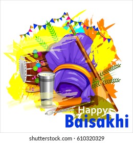 easy to edit vector illustration of celebration of Punjabi festival Baisakhi background