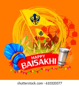 easy to edit vector illustration of celebration of Punjabi festival Baisakhi background