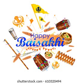 easy to edit vector illustration of celebration of Punjabi festival Baisakhi background