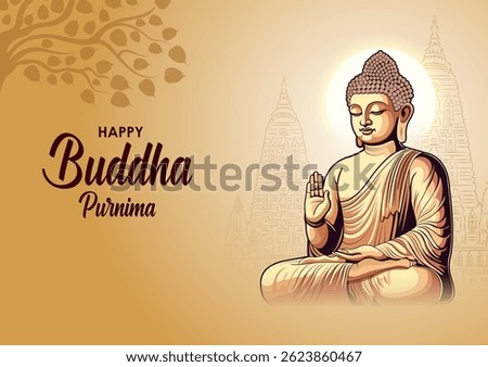 
easy to edit vector illustration of celebration of Buddha Purnima festival of Buddhist
