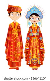 easy to edit vector illustration of Chinese wedding couple