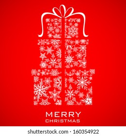 easy to edit vector illustration of Christmas gift box made from snowflakes