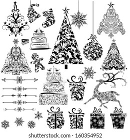 easy to edit vector illustration of Christmas Floral Decoration