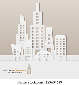 easy to edit vector illustration of cityscape made of paper