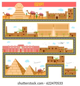 easy to edit vector illustration of cityscape with famous monument and building of Egypt