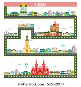 easy to edit vector illustration of cityscape with famous monument and building of Russia