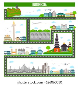 easy to edit vector illustration of cityscape with famous monument and building of Indonesia