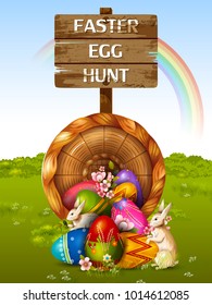 easy to edit vector illustration of colorful painted egg Happy Easter greeting background