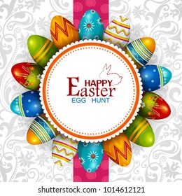 easy to edit vector illustration of colorful painted egg Happy Easter greeting background