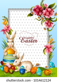 easy to edit vector illustration of colorful painted egg Happy Easter greeting background