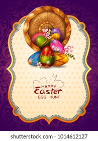 easy to edit vector illustration of colorful painted egg Happy Easter greeting background