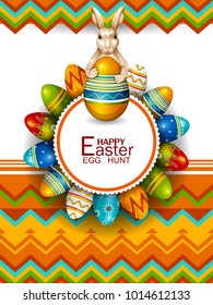 easy to edit vector illustration of colorful painted egg Happy Easter greeting background