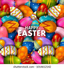 easy to edit vector illustration of colorful painted egg Happy Easter greeting background
