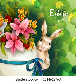 easy to edit vector illustration of colorful painted egg Happy Easter greeting background